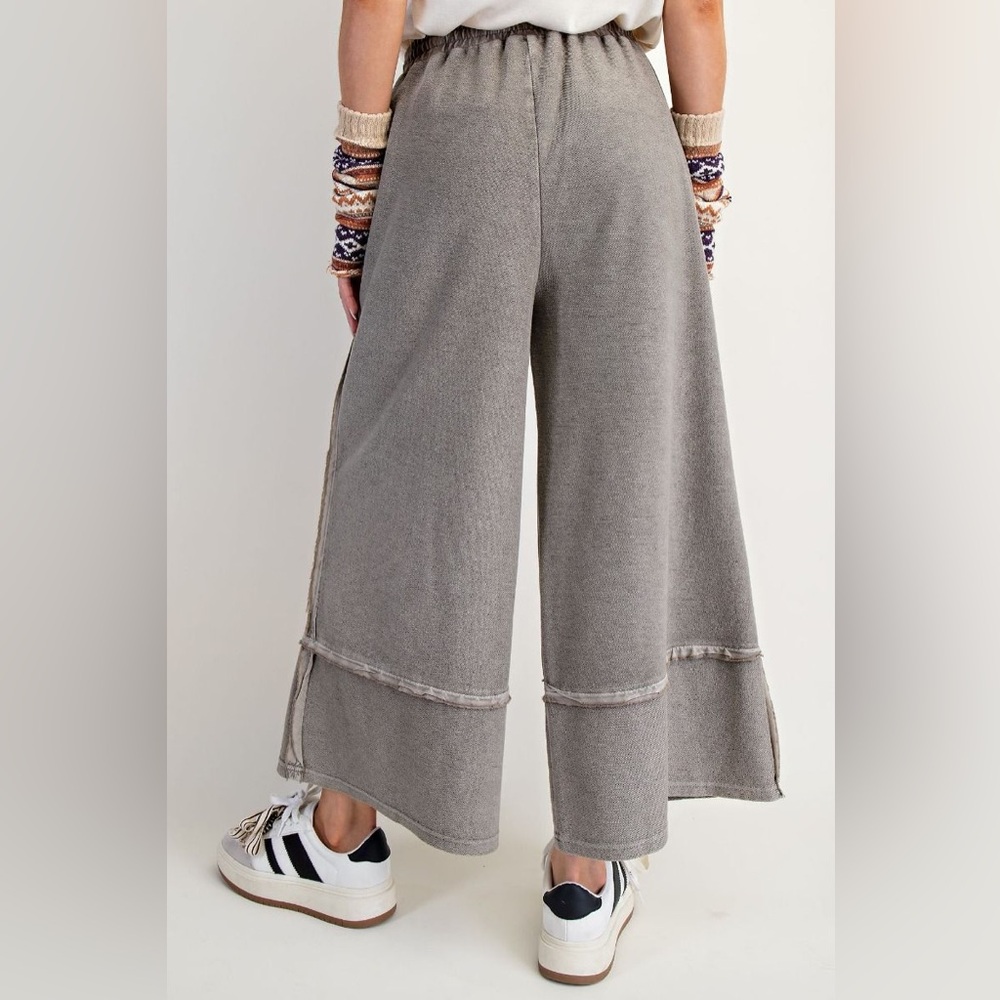 797 EASEL ASH MINERAL WASHED TERRY PALAZZO PANTS SML NWT - Picture 3 of 6